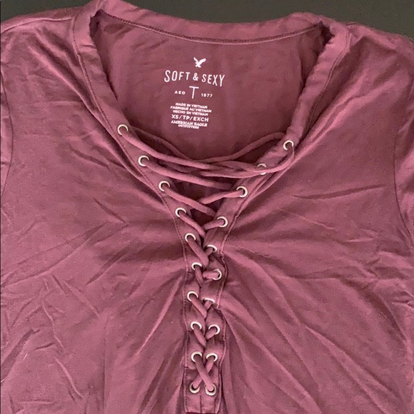 Maroon American Eagle dress shirt - Picture 3 of 4